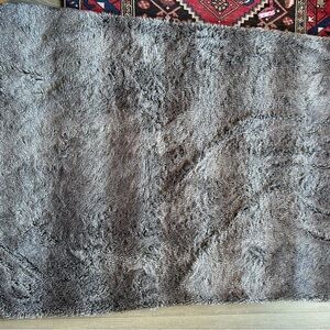 Restoration Hardware Luxurious Faux Fur  Gray Rug